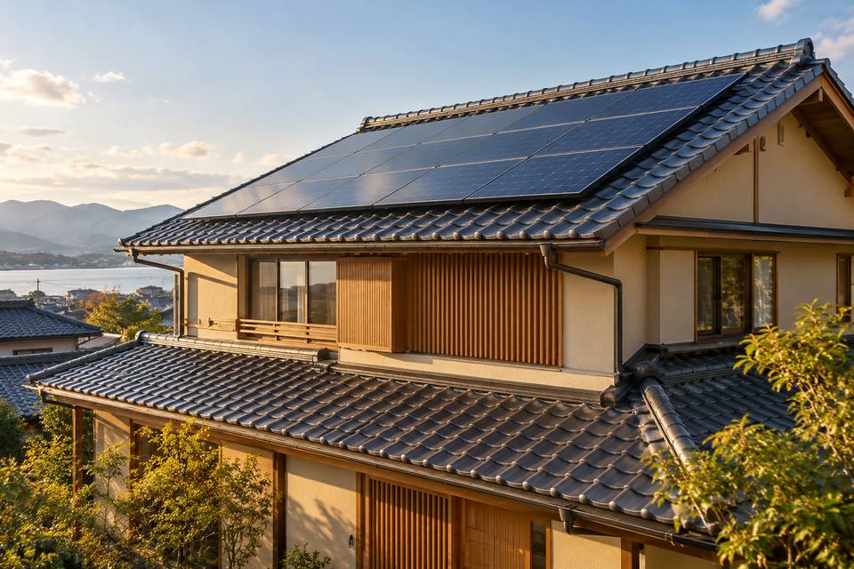 屋根の太陽光パネル(イメージ)